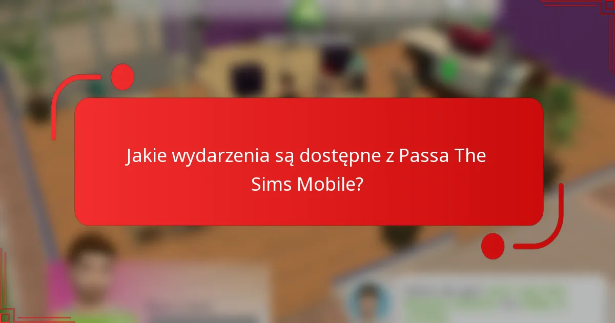 Jakie wydarzenia są dostępne z Passa The Sims Mobile?